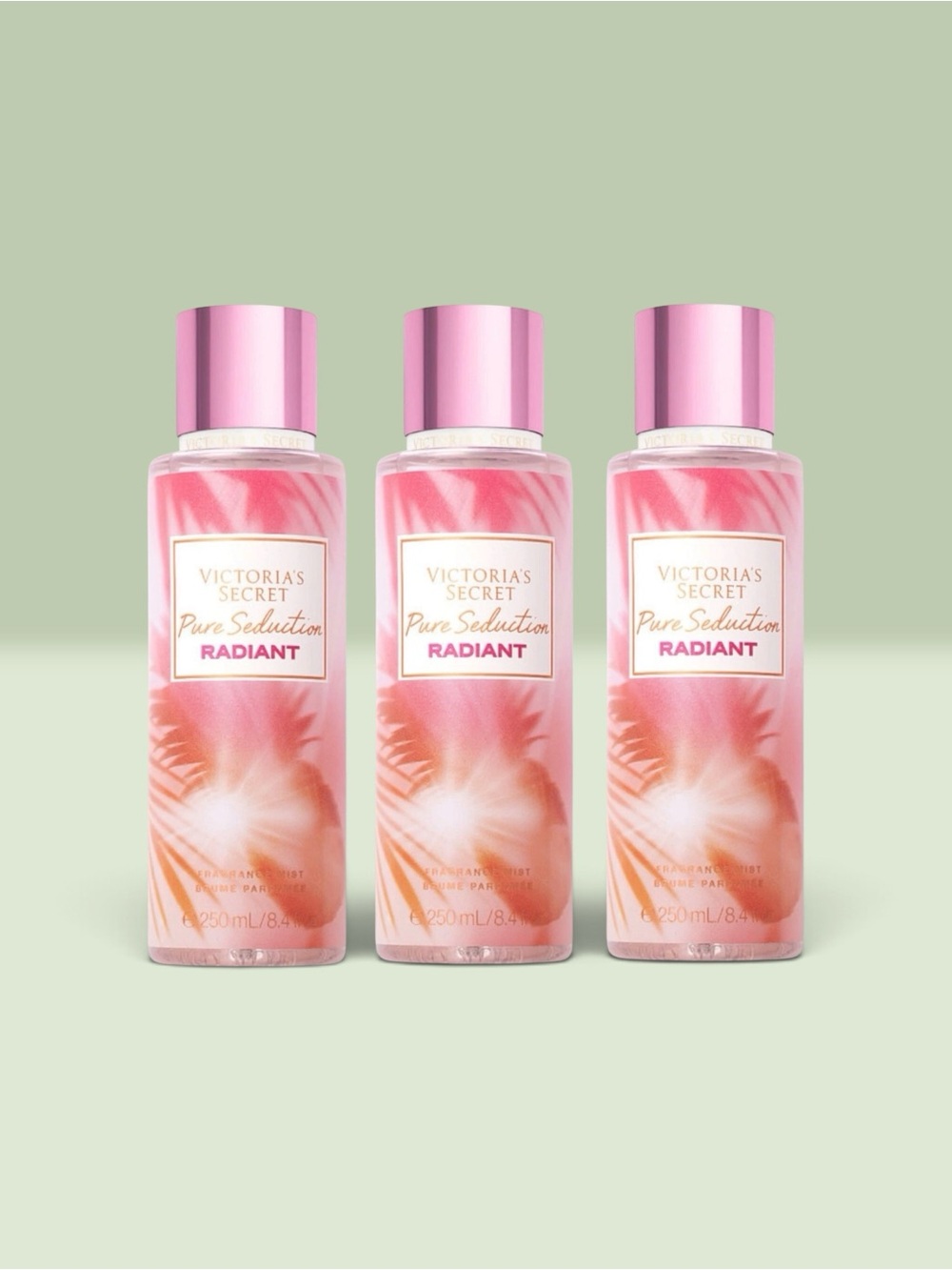 Victoria's Secret PURE SEDUCTION RADIANT Fragrance Mist ~ 8.4 fl.oz.( Lot of 3 )